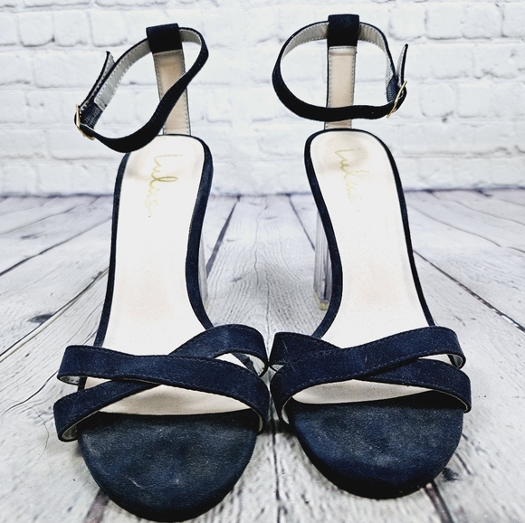 LULU'S | Ismay lucite heel blue suede heels - Picture 6 of 13